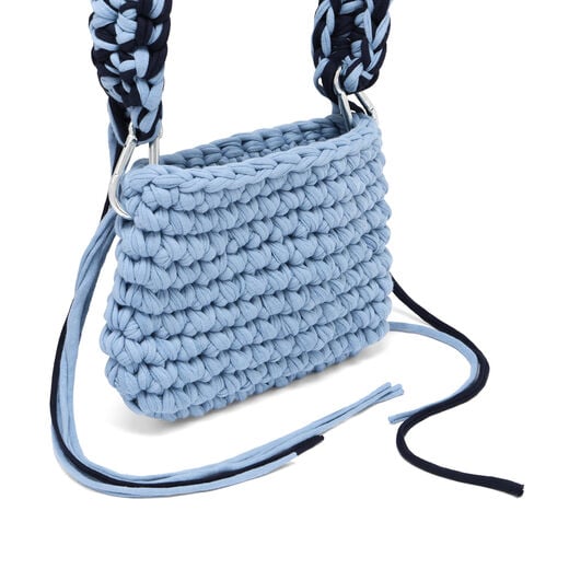 Blue crochet crossbody bag by Loopd Studio